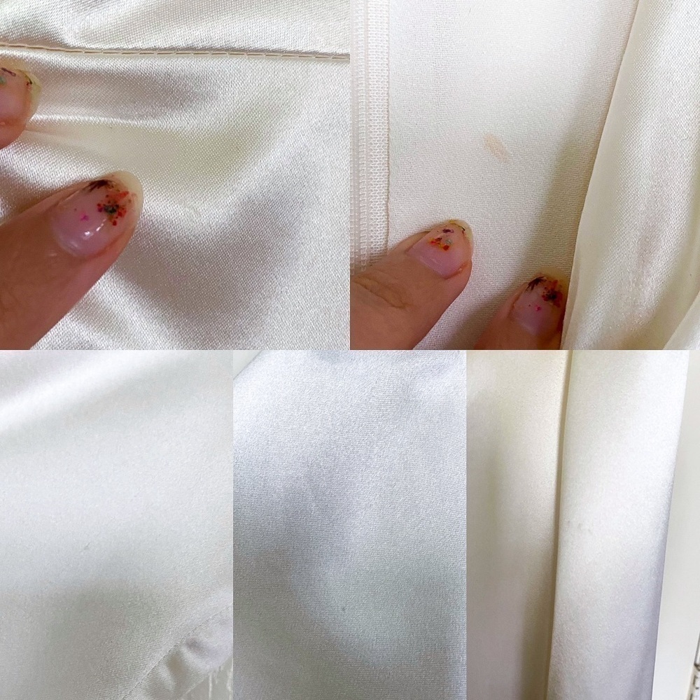 Reformation Dress Delphi Silk Slit Long-Sleeve Wedding‎ Maxi Ivory 2 FLAW - Picture 6 of 14
